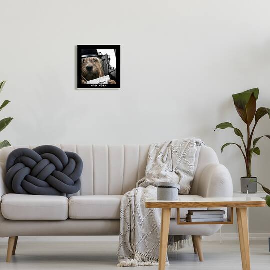 Stupell Industries Dog Dylan Funny Musician Wearing Hat Cityscape Wall Plaque Art